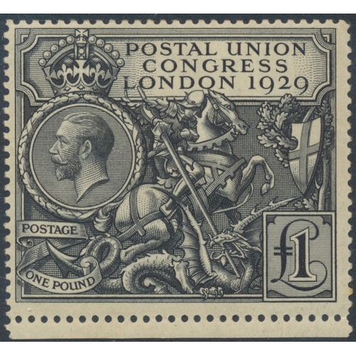 283 - 1929 PUC £1 UM, overall yellowish gum and noting thin band of toning and pencil markings to reverse.... 