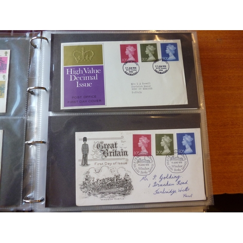 388 - FDCs in 5 albums from 1936 to 1971 incl 1948 RSW 2½d and £1 on registered cover, 1969 Machins high v... 