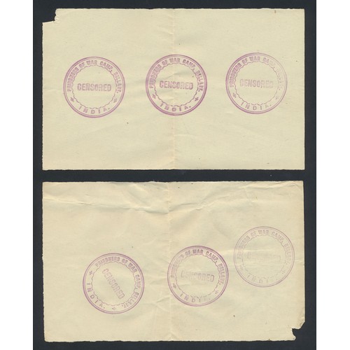 170 - India. Seln of 1917-18 WWI Prisoner of War incoming stampless covers addressed to Turkish prisoners ... 