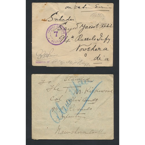 170 - India. Seln of 1917-18 WWI Prisoner of War incoming stampless covers addressed to Turkish prisoners ... 