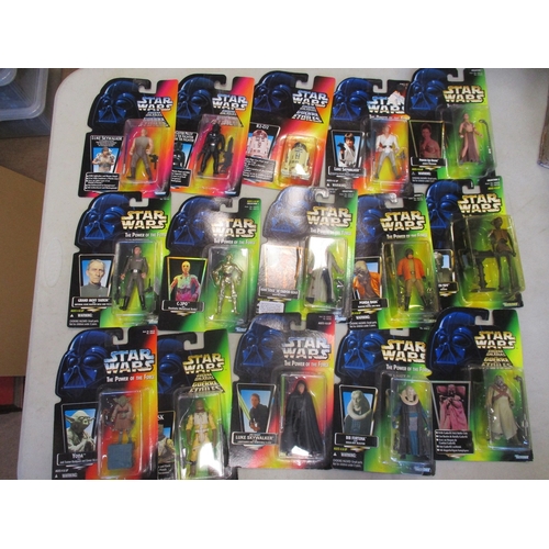 114 - Star Wars. Collection by Kenner, Hasbro etc including unopened figure packs (15), Rebel Snowspeeder,... 