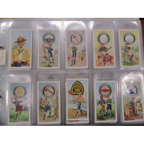 1A - Collection in multiple albums with complete sets including C.W.S. Boy Scout Badges, Gallaher Birds N... 