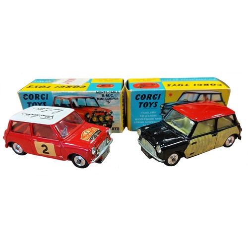 206 - Corgi. Range generally very good with fair to good boxes with No.249 Mini Cooper with de-luxe wicker... 