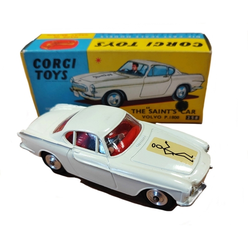 216 - Corgi. The Saints Volvo No.258 white body with red interior, black 'Saint' on bonnet, contains drive... 