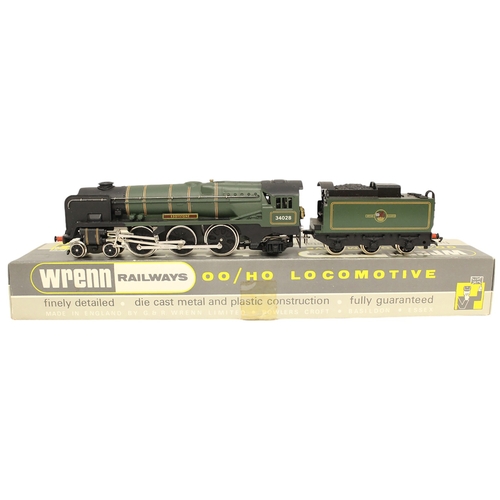 388 - Wrenn. OO gauge Rebuilt Bulleid Pacific Class 4-6-2 BR 34028 'Eddystone' green locomotive with tende... 