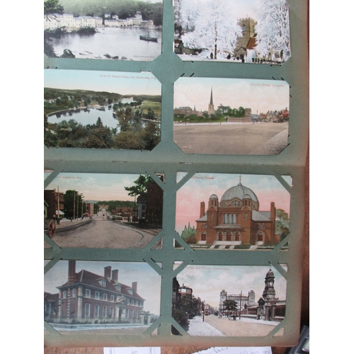 43 - Misc. coln. in 3 old albums. Range of UK topo. Horbury incl. tram in snowdrift (see photo), Prestonp... 