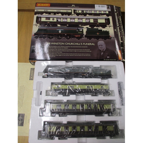 489 - Hornby. OO gauge DCC ready set with 'Sir Winston Churchill Funeral' BR Battle of Britain Class 4-6-2... 