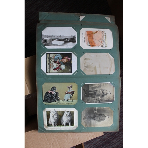 57 - Misc. coln. in 2 old albums and loose with general greetings, mostly UK topo. incl. ptd. and RPs not... 