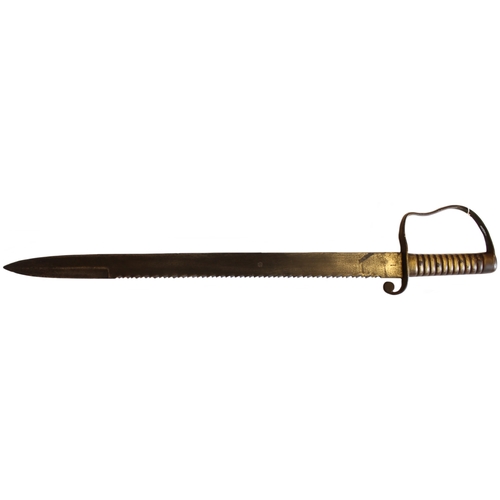 121 - 1856 Pattern Pioneer's sawback sword, light pitting/edging and discoloration to blade otherwise fine... 