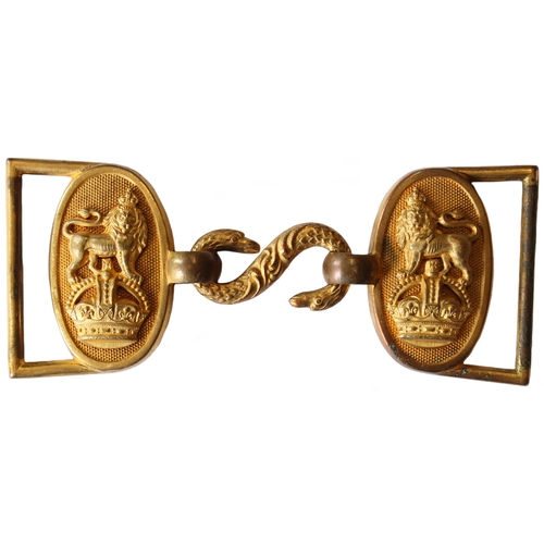 136 - Rare Royal Marine Artillery Officer's waist belt clasp, circa 1902-22, gilt buckle with swan head fa... 