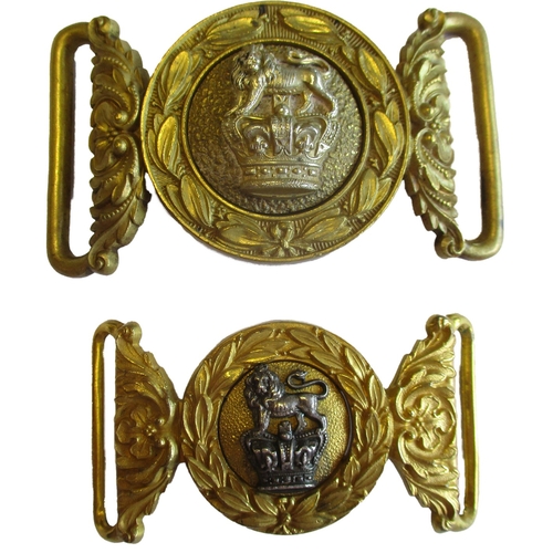 143 - Royal Marines Officer's waist belt clasps with:
1. Royal Marines Medical Officer's 1868-1902 waist b... 