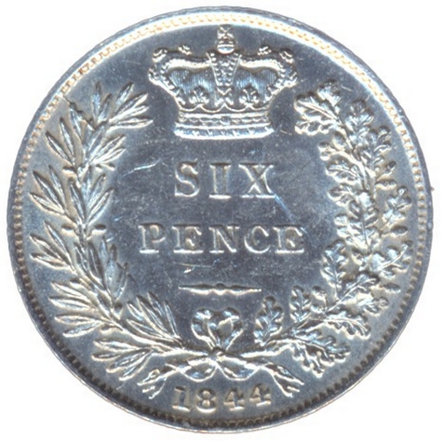 595 - 1844 sixpence good extremely fine. (See photo) (Y)