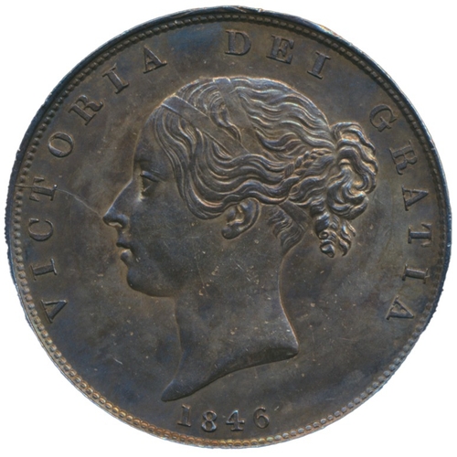 596 - 1846 half crown good extremely fine, toned. (See photo) (Y)