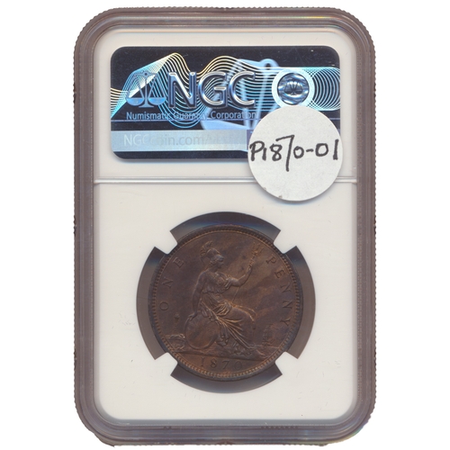 601 - 1870 penny in NGC holder graded MS64BN. (See photo) (Y)