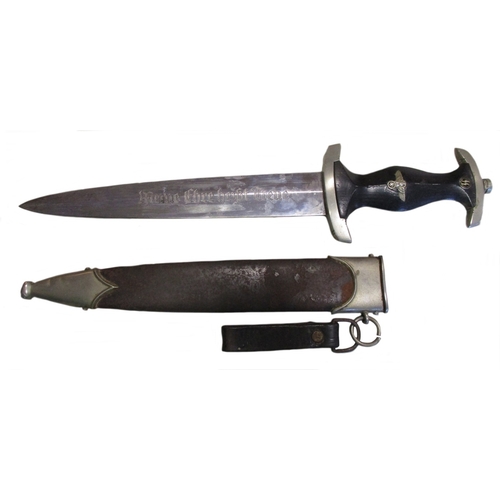 102 - Third Reich SS dagger and scabbard by Hammesfahr, Meine Ehre Heisst Treue to blade, maker's mark Got... 