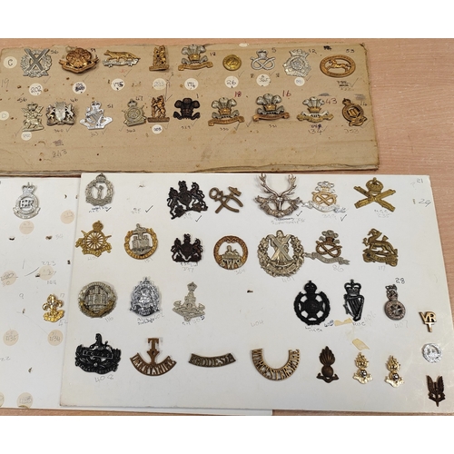 159 - Collection of badges with various rifle/artillery regiments, plus miniature medals with Kings South ... 