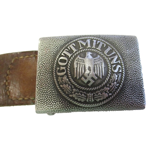 167 - Third Reich Army leather belt and buckle, buckle Gott Mit Uns with no maker's marks, leather tab is ... 