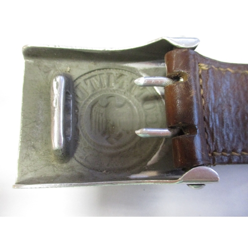 167 - Third Reich Army leather belt and buckle, buckle Gott Mit Uns with no maker's marks, leather tab is ... 