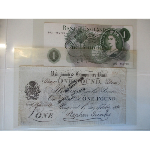 178 - Collection in album with O'Brien white £5 1955 A93A very fine, experimental £1 A01N first run fine, ... 