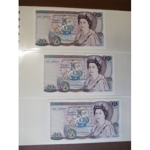 179 - Collection of £20's, generally uncirculated with Somerset E76 first series, 01A 000725 first run low... 