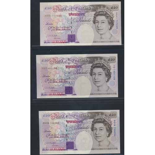 180 - Collection of Faraday £20's, generally uncirculated with Gill A01 006977-978 first run, Kentfield E0... 