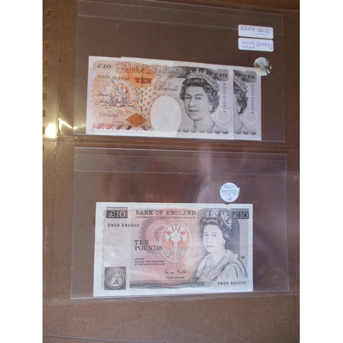 184 - Collection many with interesting serial numbers including 10/- Beale 63C 999999 and 63C 1000000 fine... 