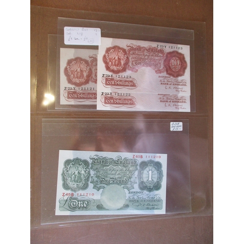 184 - Collection many with interesting serial numbers including 10/- Beale 63C 999999 and 63C 1000000 fine... 