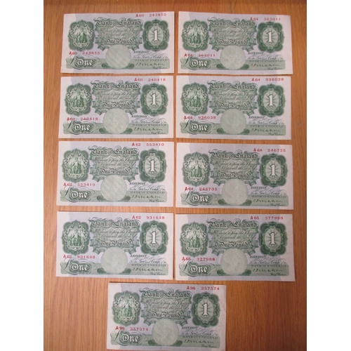 211 - C.P. Mahon. Collection of £1 with 1928 A02 first series 02, first series A03, A14, A20 (2), A21, A31... 