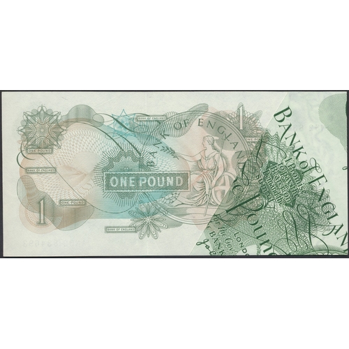 232 - J.B. Page. £1 Britannia AN32 834693 first series paper fold error uncirculated. (Duggleby B322) (See... 