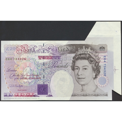 251 - G.E.A. Kentfield. £20 Faraday E64 734326 paper fold error extra paper with sheet margin at right and... 