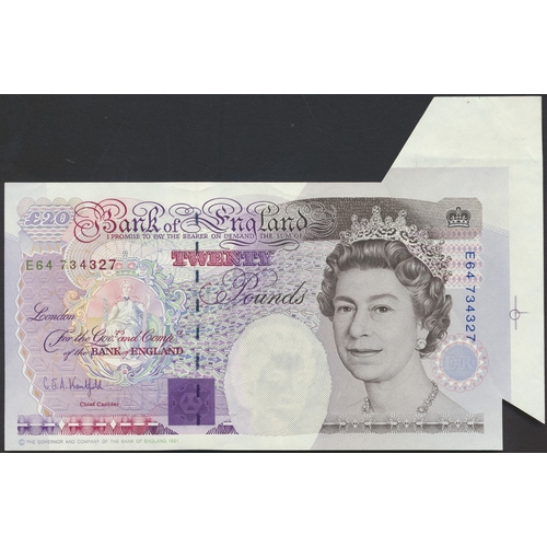 252 - G.E.A. Kentfield. £20 Faraday E64 734327 paper fold error extra paper with sheet margin at right and... 