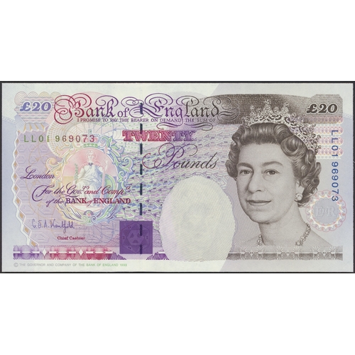 258 - G.E.A. Kentfield. £20 Faraday LL01 969073 first run replacement note uncirculated. (Duggleby B376) (... 