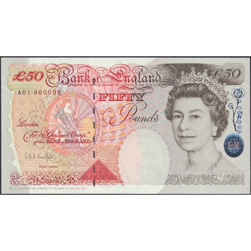 260 - G.E.A. Kentfield. £50 Houblon A01 000099 uncirculated, very low number. (Duggleby B377) (See photo) ... 