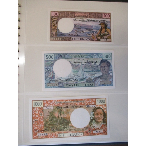 269 - French Colonies. Collection in album with New Hebrides 1967 1,000f 