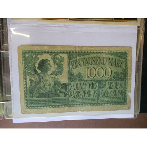 270 - World collection in album with Germany including Notgeld and locals, Darlenskasse Ost Kaunas 1918 1,... 