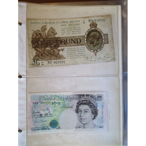 280 - World collection in album with GB £1 Warren-Fisher 1923 A1/83 first series fair, £5 Peppiatt 1944 fi... 