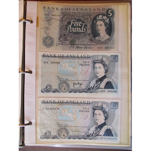 280 - World collection in album with GB £1 Warren-Fisher 1923 A1/83 first series fair, £5 Peppiatt 1944 fi... 