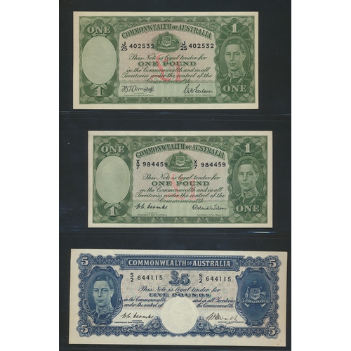 309 - Australia. Range with 10/- 1938-40 Armitage/ McFarlane extremely fine, 1953-54 uncirculated, £1 1938... 