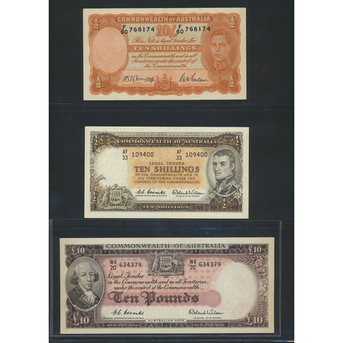 309 - Australia. Range with 10/- 1938-40 Armitage/ McFarlane extremely fine, 1953-54 uncirculated, £1 1938... 