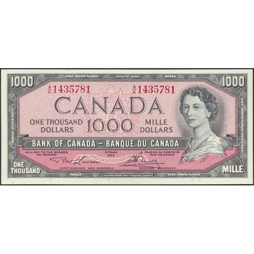 314 - Canada. 1954 $1,000 Lawson/ Bouey extremely fine. (Krause 83d) (See photo) (N)