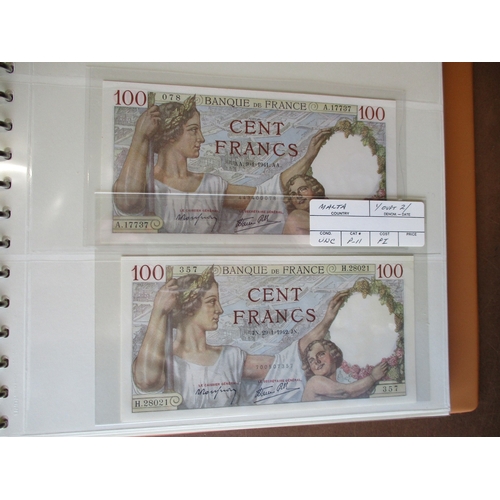 325 - France. Collection in album with 10f 1918 extremely fine, 50f 1931, 1941 and 1974 extremely fine, 10... 