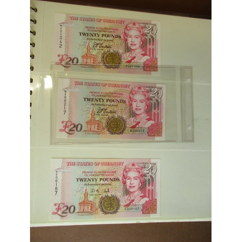 328 - Guernsey. Collection generally uncirculated including many low and high serial numbers with £20's Lo... 