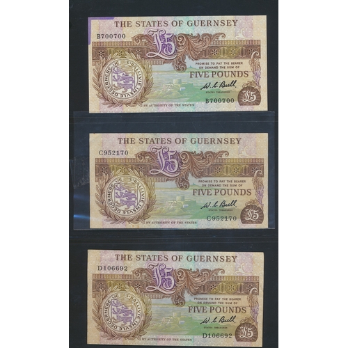 329 - Guernsey. Collection of £5's generally uncirculated including many low and high serial numbers with ... 