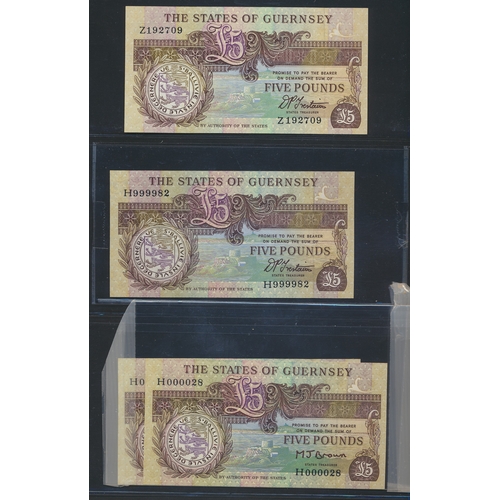 329 - Guernsey. Collection of £5's generally uncirculated including many low and high serial numbers with ... 