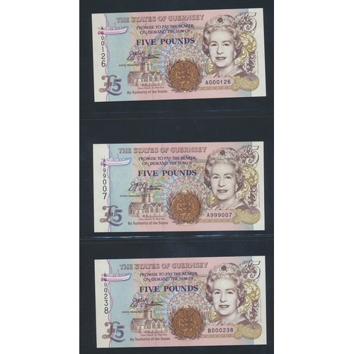 329 - Guernsey. Collection of £5's generally uncirculated including many low and high serial numbers with ... 