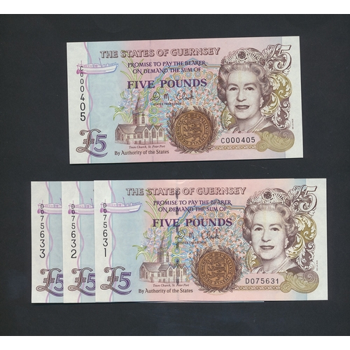 329 - Guernsey. Collection of £5's generally uncirculated including many low and high serial numbers with ... 