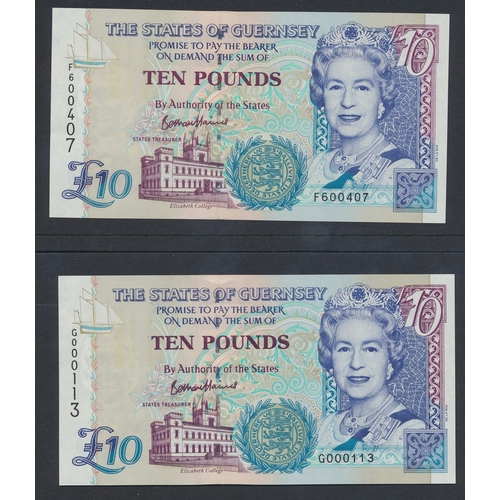 330 - Guernsey. Collection of £10's generally uncirculated including many low and high serial numbers with... 