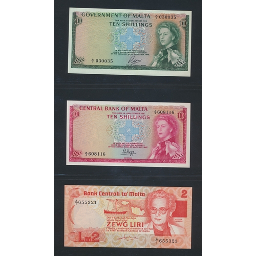 346 - Malta. Collection with 1939 2/6d good fine, 1940 1/- on 2/- uncirculated (3) and extremely fine, 194... 