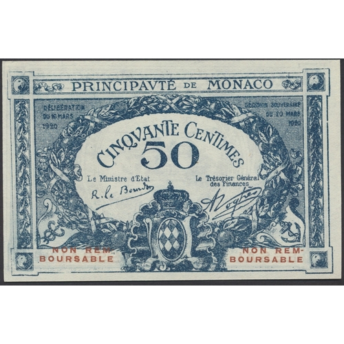 349 - Monaco. 1920 50c overprinted ESSAI and NON REM-BOURSABLE uncirculated. (See photo) (N)