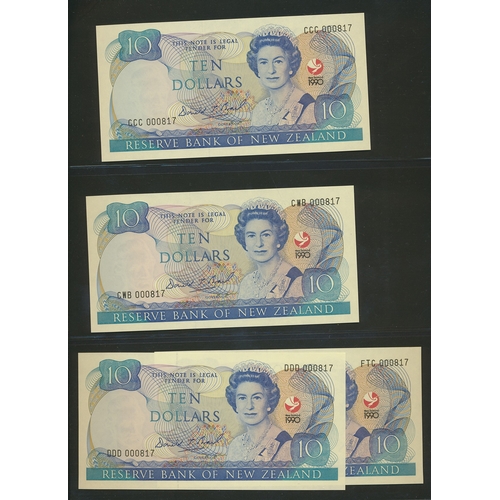 365 - New Zealand. Range with 1940 with security thread 10/-, £1 uncirculated, £5 and £10 extremely fine, ... 